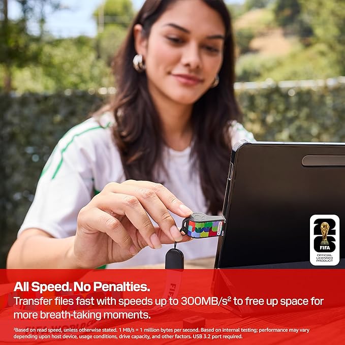 SANDISK 128GB USB-C Flash Drive, FIFA World Cup 2026 Edition - Up to 300MB/s Transfer speeds, USB 3.2 Gen 1, USB Type-C - Black - SDCZIA-128G-G46