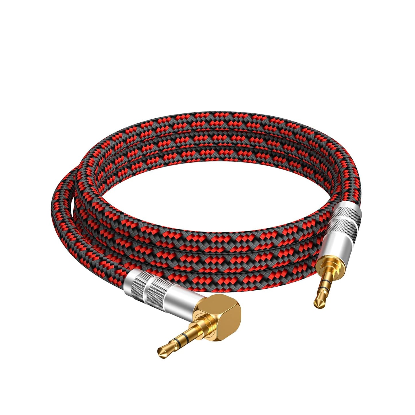 Audiophile High Purity Copper Aux Audio Cable 3.5mm Male to 3.5mm Male Audio Auxiliary Cord Gold-Plated Stereo HiFi Adapter Cable (Straight to Right Angle, 3.2ft/1m)