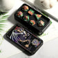 DNDND Metal Dice, 7 PCS Metallic Flowers D&D Dice with Gorgeous Gift Case for DND Dungeons and Dragon Tabletop Game (Army Green and Orange)