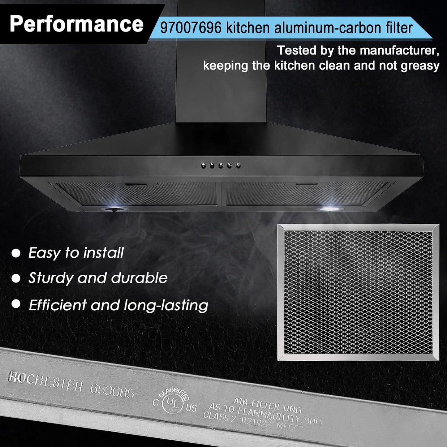 97007696 41F Grease Filter fit for B-roan Nu-tone Range Hood 8-3/4" x 10-1/2" Aluminum Mesh Charcoal Filter Compatible with Most Brand Stove Vents -2 PACKS by Fetechmate