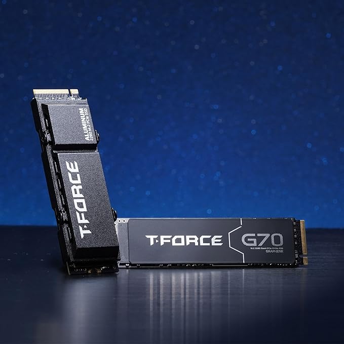 TEAMGROUP T-Force G70 PRO Graphene Heatsink 2TB DRAM SLC Cache 3D TLC NAND NVMe InnoGrit PCIe Gen4x4 M.2 2280 Gaming Internal SSD Works with PS5 Read/Write 7400/6800 MB/s TM8FFH002T0C129