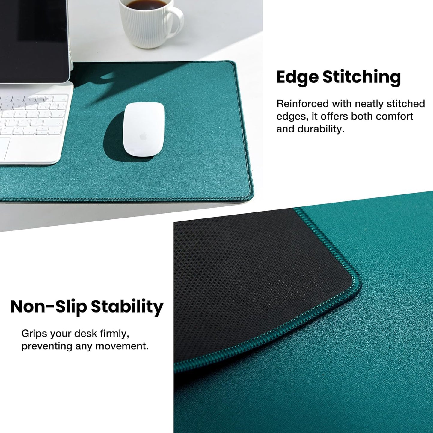ALOANES Waterproof Mouse Pad, XXXL Gaming Keyboard Pad with Anti-Slip Base, Grain Jacquard Surface, Extend Desk pad for Gamer, Office & Home, Green Mousepad 40cm x90cm x0.3cm