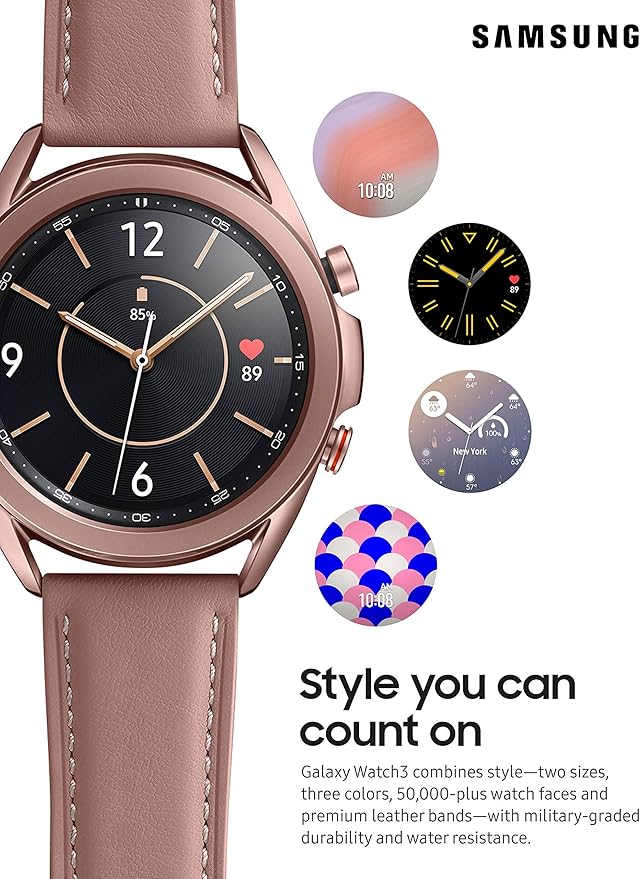Samsung Galaxy Watch 3 (41mm, GPS, Bluetooth, Unlocked LTE) Smart Watch with Advanced Health Monitoring, Fitness Tracking , and Long lasting Battery - Mystic Bronze (US Version) (Renewed)