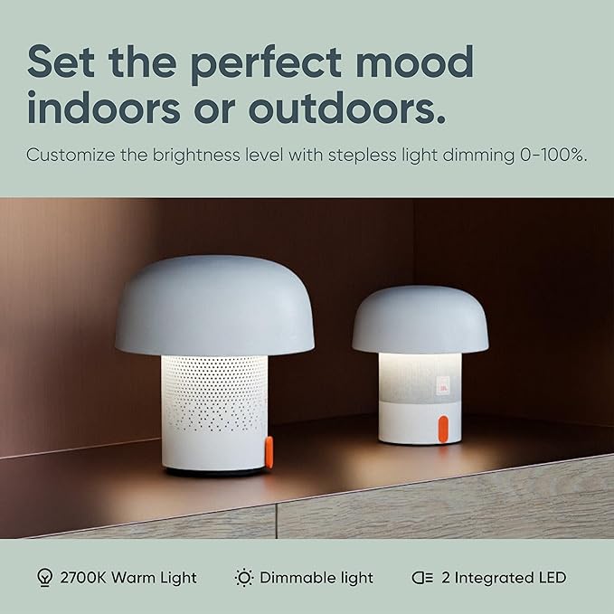 Kooduu Sensa Play Bluetooth Speaker Light with Sound by JBL - Cordless, Rechargeable Speaker & Light with Touch Control for Indoor/Outdoor Use, White