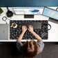 Desk Mat Cute Black Anime Sprite Gaming Mouse Pad XXL Large Extended Kawaii Laptop Keyboard Mouse Mat with Stitched Edges, Non-Slip Computer Desktop Mat for Women Office Desk Decor 31.5x15.7 in