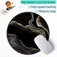 ITNRSIIET Round Mouse Pad with Stitched Edge Premium-Textured Waterproof Non-Slip Rubber Base Desktop Protection Mat Diameter 8.7 inches, Black Gold Marbling
