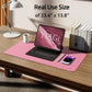 YSAGi Leather Desk Pad Protector, Large Mouse Pad, Non-Slip PU Leather Desk Blotter, Laptop Desk Pad/Mat, Waterproof Writing Pad for Office and Home (23.6" x 13.8", Pink)