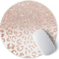 ITNRSIIET Round Mouse Pad with Stitched Edge Premium-Textured Waterproof Non-Slip Rubber Base Desktop Protection Mat Diameter 8.7 inches, Rose Gold Leopard Print
