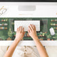 Kawaii Rainy Night Desk Mat Green Plants Gaming Mouse Pad XL, Aesthetic Anime Black Cat Desk Pad Laptop Computer Keyboard Mouse Mat, Desktop Decor Accessories for Girl Women Office 31.5"x11.8"