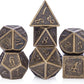 DnDnD Ancient Design Dice, 7PCS Brass DND Metal Dice with Metal Box for Table Games Dungeons and Dragons D&D