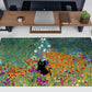 Desk Pad Cute Black Cat Oil Painting Art Floret Desk Mat Office Desk Decor Large Mouse Pad Gaming, XL Mousepad Women Office Desk Decor Laptop Keyboard Mouse Pads with Stitched Edges Mat 31.5x15.7 in