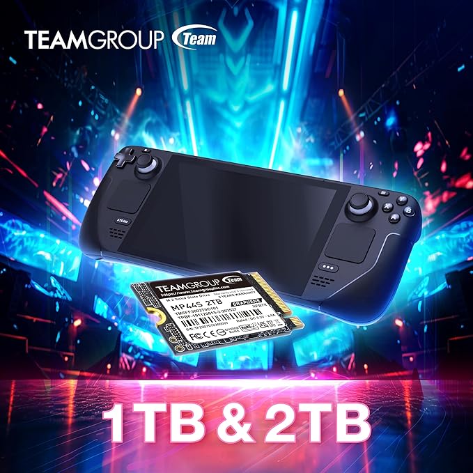 TEAMGROUP MP44S SSD 2TB SLC Cache Gen 4x4 M.2 2230 PCIe 4.0 NVMe Steam Deck ASUS ROG Ally Mini PCs R/W Speed up to 5000/3500 MB/s TM5FF3002T0C101