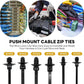 60 Pcs Push Mount Cable Ties Assorted Sizes, Black Nylon Push Mount Zip Ties Wire Harness Clips, 6-Types Snap in Zip Ties Self Locking Automotive Wire Ties for Wire Tying, Automotive