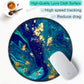 ITNRSIIET Round Mouse Pad with Stitched Edge Premium-Textured Waterproof Non-Slip Rubber Base Desktop Protection Mat Diameter 8.7 inches, Blue Green Marbling