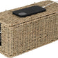 StorageWorks Large Cable Management Box, 2 Slots Wicker Cable Organizer to Hide Cords and Power Strip, Seagrass Cord Hider Box for Home & Office