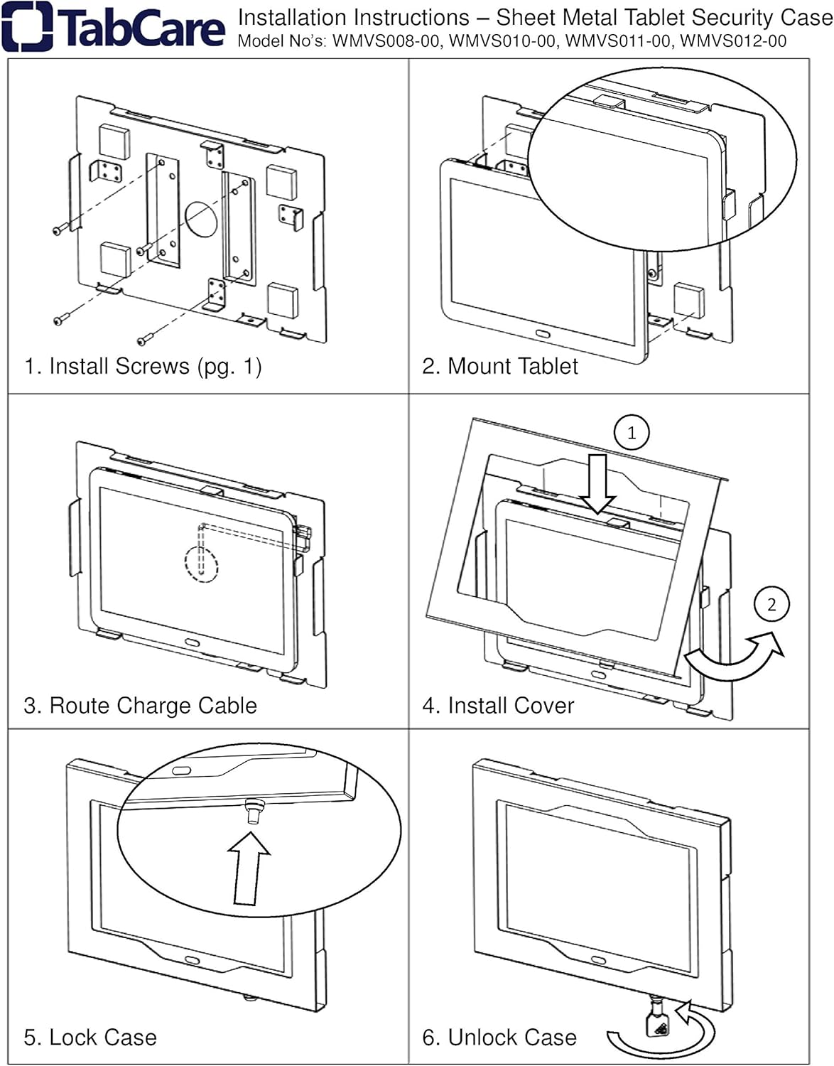 TABcare Locking Anti-Theft Metal Case for Samsung Galaxy TAB A9+ 11" Tablet for Kiosk, POS, Store, Show Display, Time Clock (TAB A9+ 11, White)