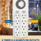 DEWENWILS Mechanical Timer Power Strip with 8 Outlets, Flat Plug, 6ft Long Cord, Overload Protection, Indoor Timer for, Bearded Dragon Tanks, Aquarium, Grow Lights, Plants, Reptile Light, UL Listed