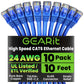 GearIT Cat 6 Ethernet Cable Pack - 10-Pack 10 ft Cat6 Ethernet Patch Cables | RJ45 Network Patch Cable, 10 Gbps Snagless Gold-Plated Connectors - Ethernet Cable Cat 6 for PC, TV, Router - Blue