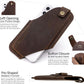 TobbinGear Leather Cell Phone Holster with Belt Clip, Universal Phone Holster for Men Belt Holder, Leather Case for iPhone, Samsung Galaxy Phones, Dark Brown, Large