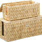 Cable Management Box,Hand-Woven Water Hyacinth Decorative Cord Organizer,2 Side Open Slots Wicker Cable Box to Hide Cords and Power Strip,for Desk, Floor, Office,2 Pack