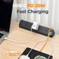 Desk Clamp Power Strip Black, TESSAN 6 Ft Flat Plug Extension Cord with Multiple Outlets, 5 Outlets with 4 USB (2 USB C), 2100J Surge Protector Power Strip, Office Home Dorm Gaming Room Essentials