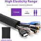 Cable Management Sleeve YCLYC 8.2ft - 1/4inch, Cable Wrap Cord Covers for Pets, Easy Install Cable Sleeves Cord Management, Flexible Computer Cord Organizer for Cords, Black Cable Covers
