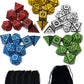 SmartDealsPro Double-Colors Polyhedral Dice Sets with Pouches for D&D DND RPG MTG Dungeon and Dragons Table Board Roll Playing Games D4 D6 D8 D10 D% D12 D20 (5-Color Retro Sets)