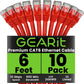 GearIT Cat 6 Ethernet Cable (10-Pack 6 Feet) Cat6 Network Patch, 10Gbps, RJ45, Snagless Cord, Gold-Plated Connectors, Internet for PC, TV, Tablet, Router, Printer, Servers, IT Data Center - Red