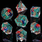 ARUOHHA DND Resin Dice Translucent Green Leaf Sharp Edged Dice Set with Box, 7pcs Flower Inclusions Polyhedral D and D Dice RPG Role Playing Game D20 D12 D10 D6