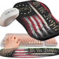 2-in-1 Ergonomic Set, Wave Keyboard Wrist Rest and Massage Slope Mouse Pad Wrist Support, Rebound Memory Foam for Relieve Carpal Tunnel Syndrome and Wrist Pain (Flag)