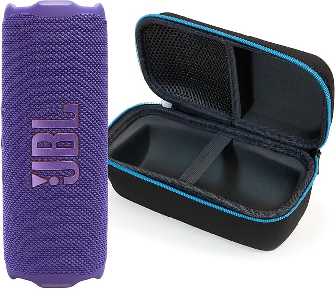 JBL Flip 7 (Purple) + Bundle with divvi! Protective Hardshell Case (Black)