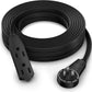Maximm Cable 25 Ft 360° Rotating Flat Plug Extension Cord/Wire, 16 AWG Multi 3 Outlet Extension Wire, 3 Prong Grounded Wire - Black - UL Certified