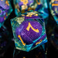 ARUOHHA Liquid Core DND Dice Set, 7pcs Resin Sharp Edged Dragons Dice RPG Role Playing Games, Purple Blue Polyhedral Dungeons D and D Dice with Gift Box D20 D12 D10 D8 D6 D4