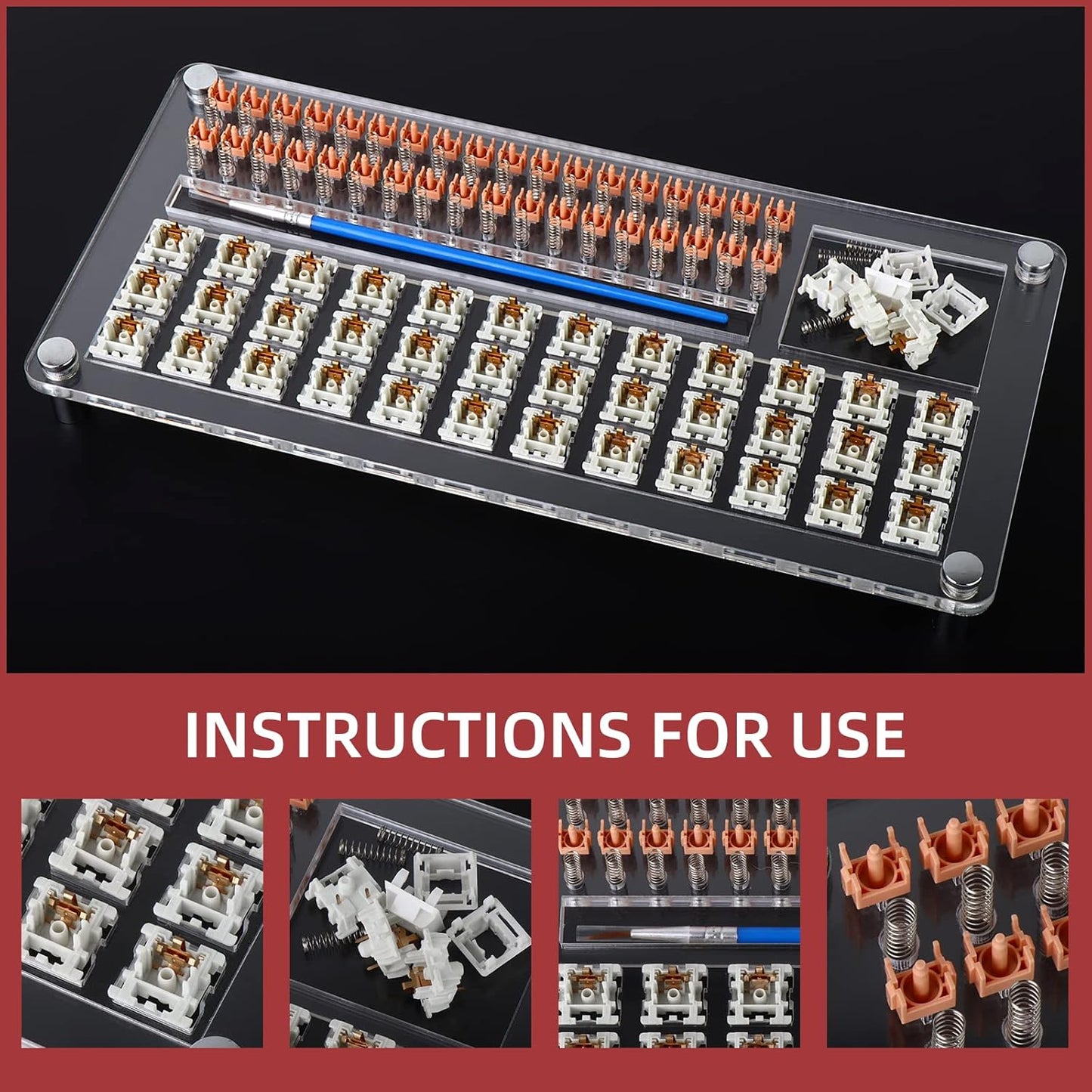 YIMAGUJRX RUNJRX 36 Switches Acrylic Lube Station,Keyboard Switch Grease 0.53oz/15g, Switch Opene for Cherry Kailh Akko TTC, Lube Kit for Mechanical Keyboard