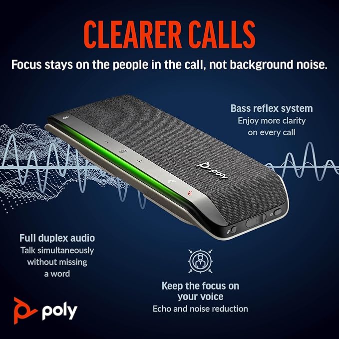 Poly Sync 40+ Smart Speakerphone (Plantronics) - Flexible Workspaces - Connect to PC/Mac via BT700 Adapter and Smartphones via Bluetooth - Works with Teams, Zoom – Amazon Exclusive