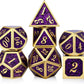 DNDND Glitter Purple Metal Dice Set, Solid Polyhedral DND Metallic Dice with Free Metal Case for Role Polying Game Dungeons and Dragons