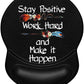 ITNRSIIET Ergonomic Mouse Pad with Gel Wrist Support Small Wrist Rest Smooth Surface Non-Slip PU Base Comfortable Office Supplies Pain Relief, 8.7 x 7.2 inches, Inspirational Quote Black
