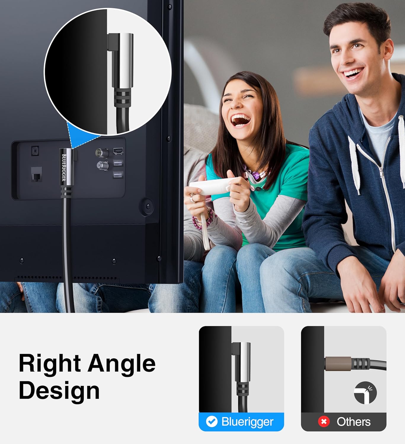 BlueRigger Optical Audio Toslink Cable - 15FT (90 Degrees Optical Cable for Soundbar, 360 Degree Rotatable Right Angle, S/PDIF Digital Toslink) - Fiber Optic Compatible with HDTV, Game Console, DVR