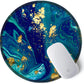 ITNRSIIET Round Mouse Pad with Stitched Edge Premium-Textured Waterproof Non-Slip Rubber Base Desktop Protection Mat Diameter 8.7 inches, Blue Green Marbling