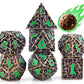 PJOY Metal Dice Set D&D for Dungeons and Dragons Green Metal Druid DND Dice with Case Meteorite Bronze 16mm 7PCS Role Playing Cool DND Gifts for Players DM Game Masters