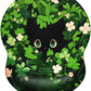 ITNRSIIET Ergonomic Mouse Pad with Gel Wrist Support Small Wrist Rest Smooth Surface Non-Slip PU Base Comfortable Office Supplies Pain Relief, 8.7 x 7.2 inches, Green Leave Cat