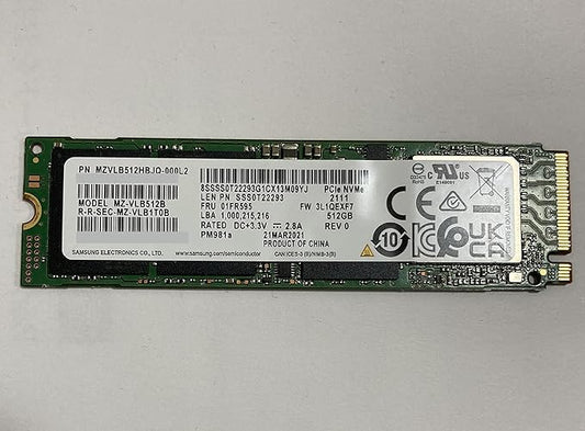 MZVLB512HBJQ-000D7 Samsung 512GB PM981a SED Encryption M2 M.2 2280 PCIe SSD (New with Warranty), MZ-VLB512C 0WD87X WD87X, PM981 Phoenix Controller, Compatible with Dell HP Acer Asus Lenovo
