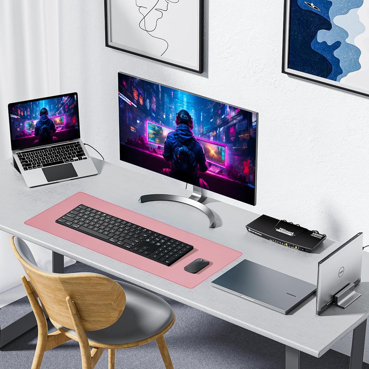 ALOANES Waterproof Mouse Pad with Durable Stitched Edge, Large Gaming Keyboard Pad, Non-Slip Rubber Base Mouse Mat, Extended Desk pad for Gamer, Office & Home, Dark Rose Mousepad 27.6''x11.8''x0.12''
