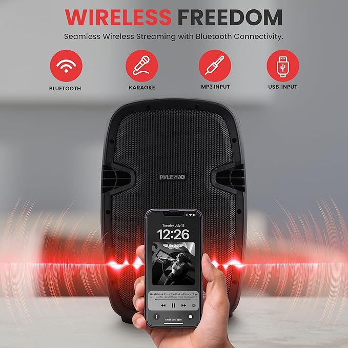 Pyle Wireless Portable PA system - 1000W High Powered Bluetooth Compatible Active + Passive Pair Outdoor Sound Speakers w/ USB SD MP3 AUX - 35mm Mount, 2 Stand, Microphone, Remote - Pyle PPHP1049KT