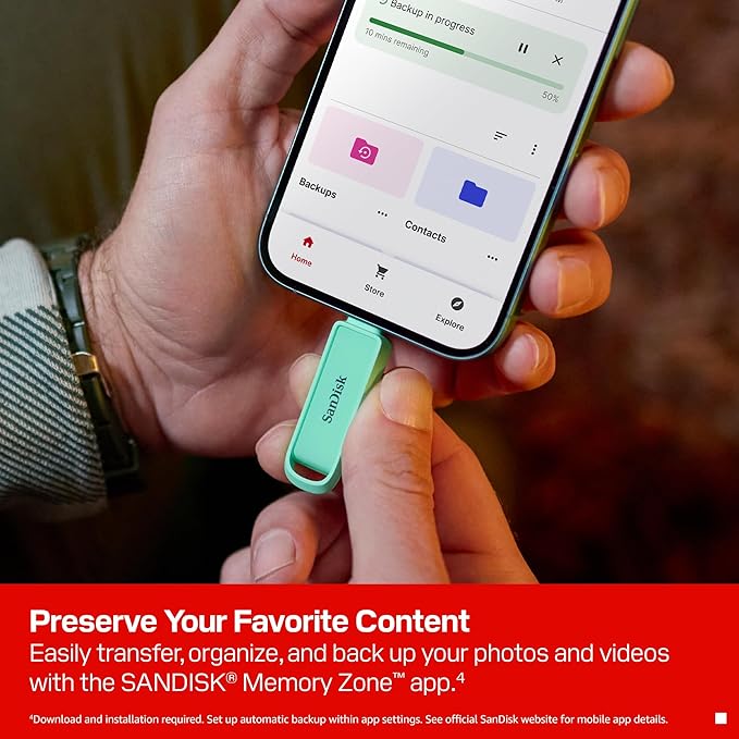 SANDISK 256GB Phone Drive with USB Type-C - for Smartphones, Tablets, and Computers - Up to 150MB/s, USB 3.2 Gen 1 - Seafoam Green - SDIXS0N-256G-GN6NQ