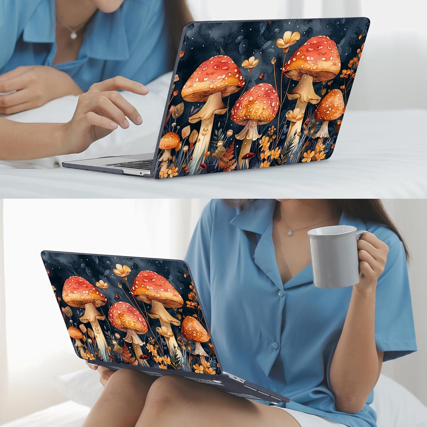 Mektron for MacBook Pro 13-inch Case 2022 2021 2020 Release A2338 M2 M1 A2289 A2251, Printed Plastic Hard Shell Cover for New MacBook Pro 13.3-inch Touch Bar Fits Touch ID，Mushrooms