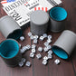 5 Pack PU Leather Dice Cups Felt Lining Quiet Shaker with 30 Dot Dice for Bar Party Yahtzee Farkle Dice Games, Grey