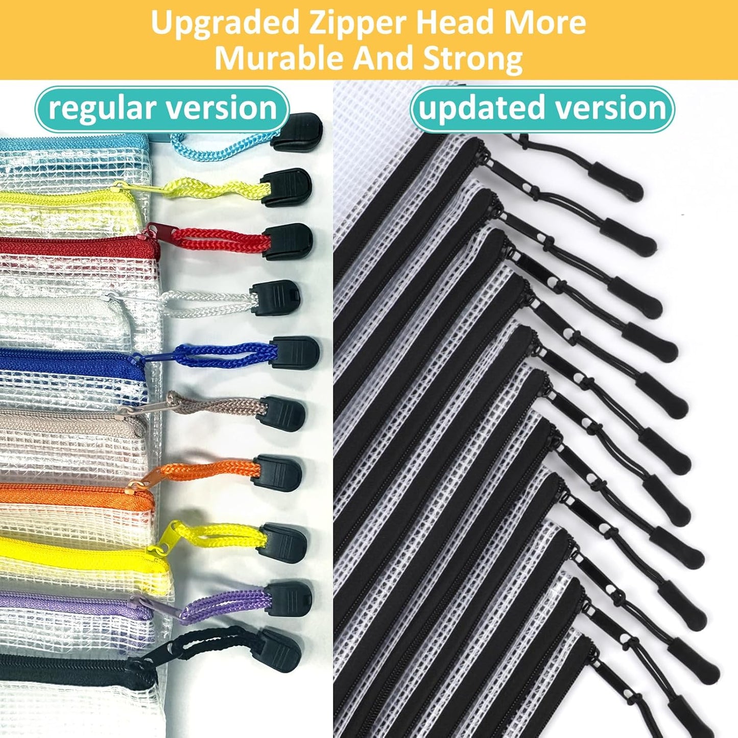 12pcs Mesh Zipper Pouch Bags, Puzzle Bag for Organizing, 8 Size Classroom Must Have Storage Bag, File Bags for School, Board Games and Office Supplies
