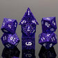 Purple Metal Hollow DND Dice Set (Warlock) Metallic Luster Maze Design with Storage Box - Balanced Weight 7 Piece Zinc Alloy, Designed for Dungeons and Dragons DM Player RPG Accessories