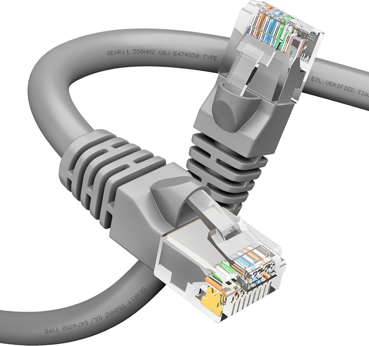 GEARit Cat 6 Ethernet Cable (1-Pack 25 Feet) Cat6 Network Patch, 10Gbps, RJ45, Snagless Cord, Gold-Plated Connectors, Internet for PC, TV, Tablet, Router, Printer, Servers, IT Data Center - Gray